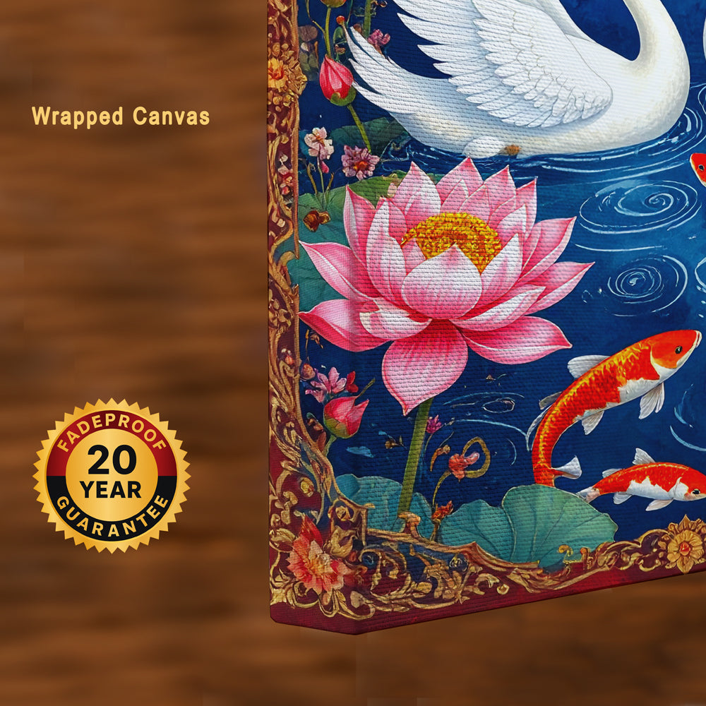 Celestial Harmony – Vaastu Swans & Lotus Canvas Wall Art
