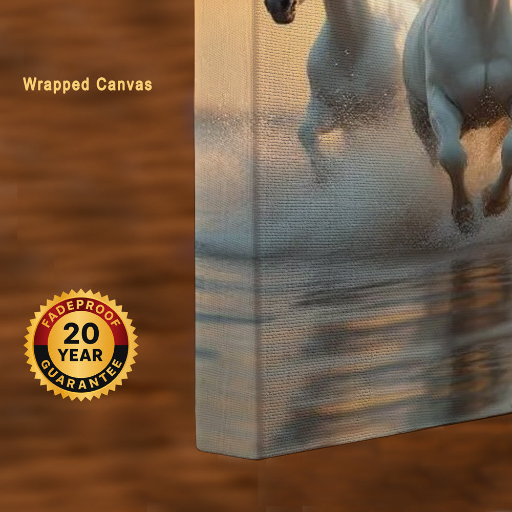 Energizing Harmony – Seven White Horses Vaastu Canvas Wall Art