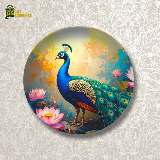 Vaastu peacock wall plate with lotus flowers