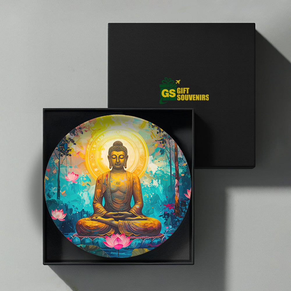 Spiritual Buddha wall plate radiating calmness and harmony