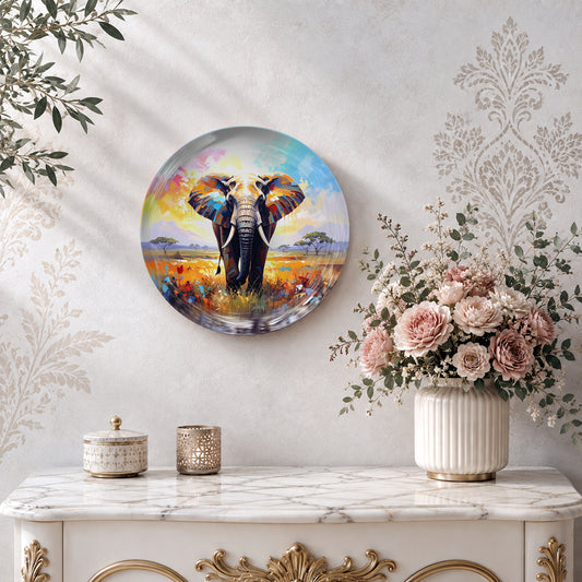 Indian heritage elephant ceramic wall plate souvenir symbolising strength, wisdom and prosperity