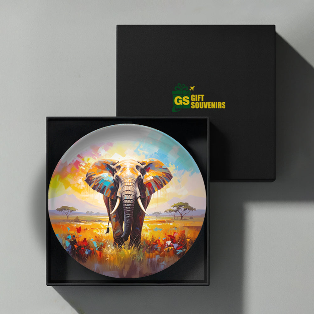 Elephant-themed wall plate representing strength and calm