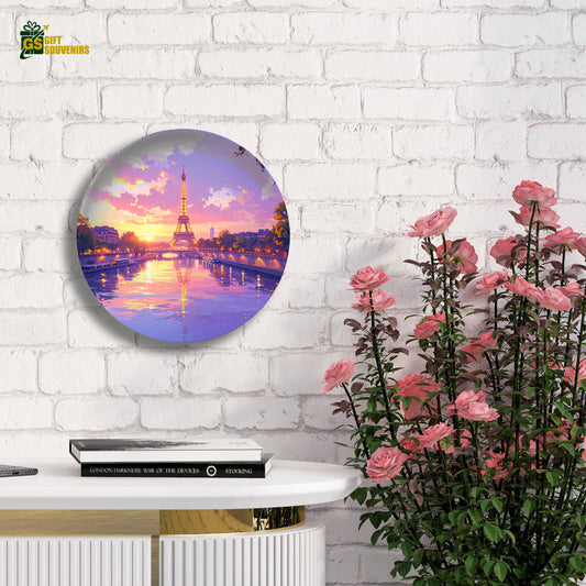 Paris at Dusk – Eiffel Reflections Ceramic Wall Plate