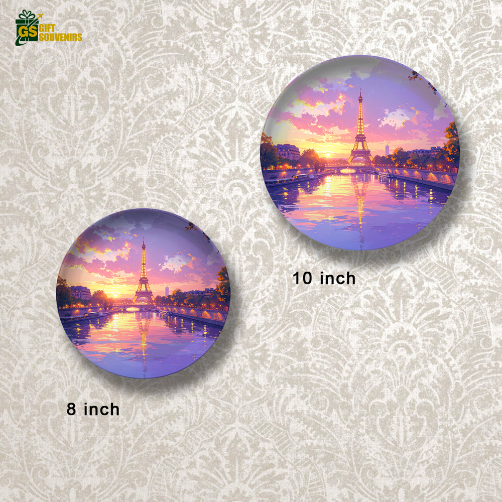 Paris at Dusk – Eiffel Reflections Ceramic Wall Plate