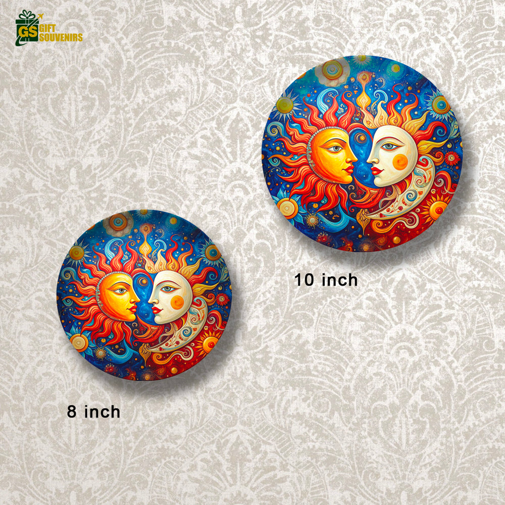 Celestial Union – Sun & Moon Harmony Ceramic Wall Plate