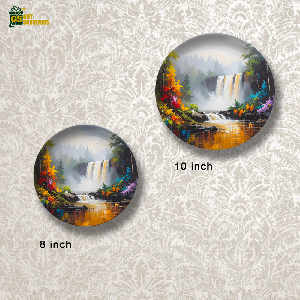 Forest Falls – Tranquil Waterfall Ceramic Wall Plate