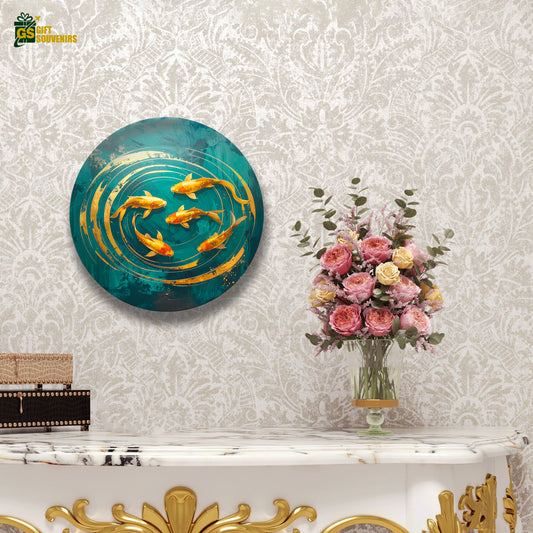 Golden Koi Harmony – Prosperity & Flow Ceramic Wall Plate