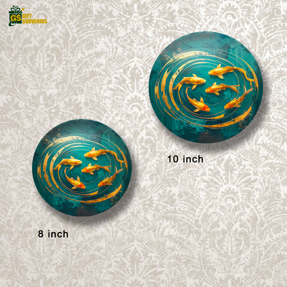 Golden Koi Harmony – Prosperity & Flow Ceramic Wall Plate