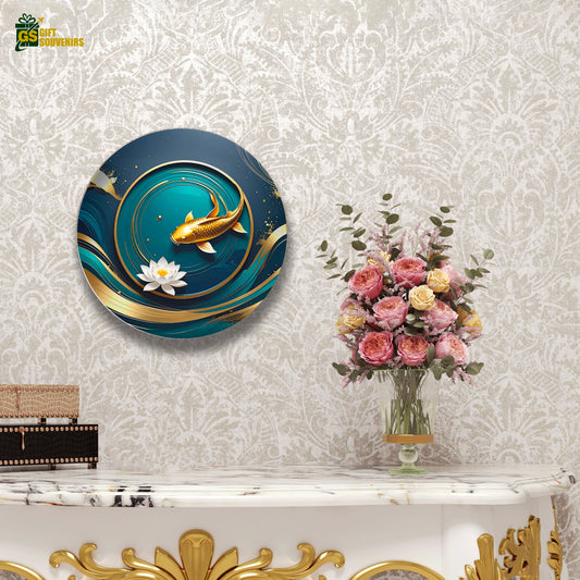 Koi & Lotus Tranquillity – Symbol of Wealth and Serenity Ceramic Wall Plate