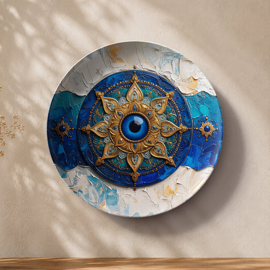 Evil Eye Mandala – Protection & Positive Energy Ceramic Wall Plate