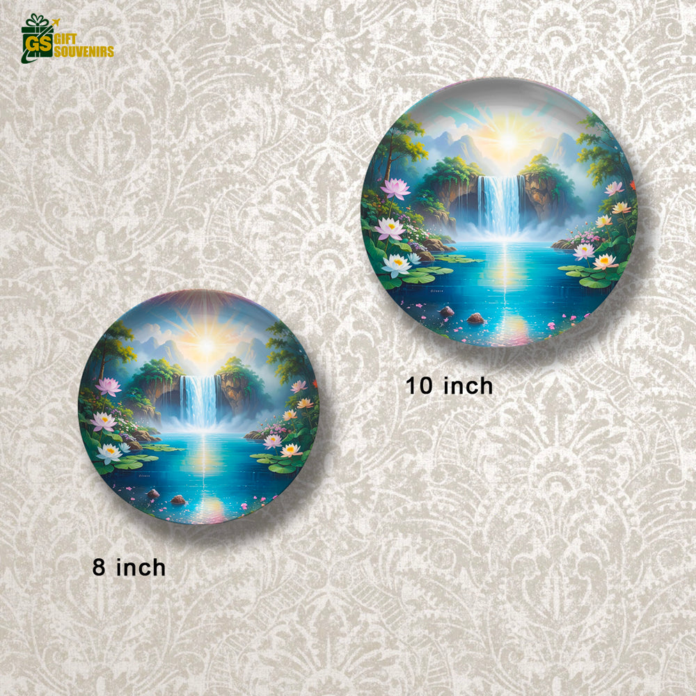 Lotus Falls Sanctuary – Calm & Renewal Ceramic Wall Plate