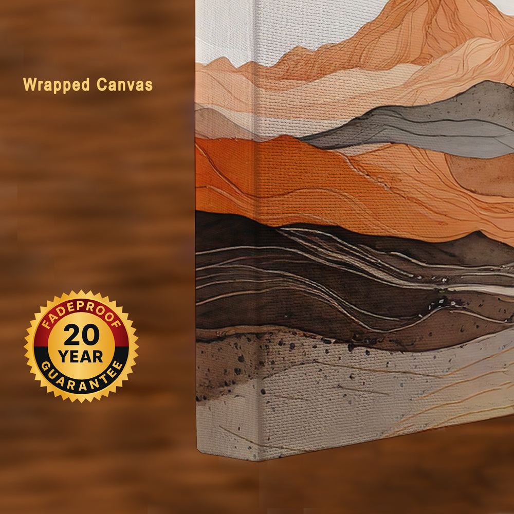 Celestial Horizons – Abstract Mountain & Moon Canvas Wall Art