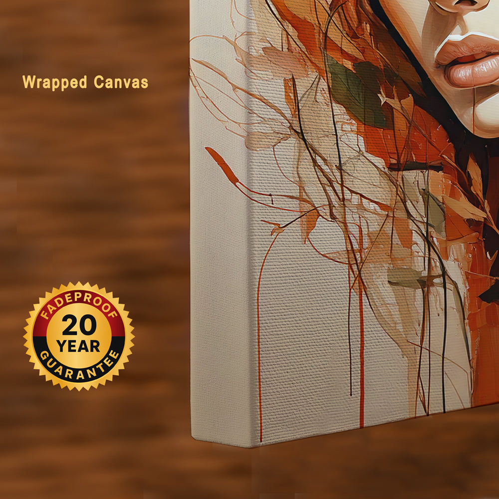 The Serene Gaze – Modern Portrait with Botanical Accents