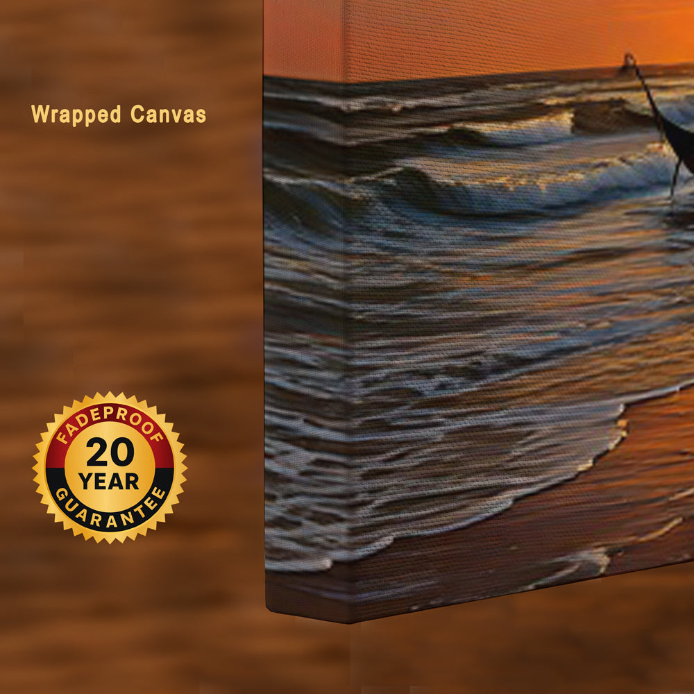 Golden Horizon – Sunset Serenity on the Shores of Goa Canvas Wall Art