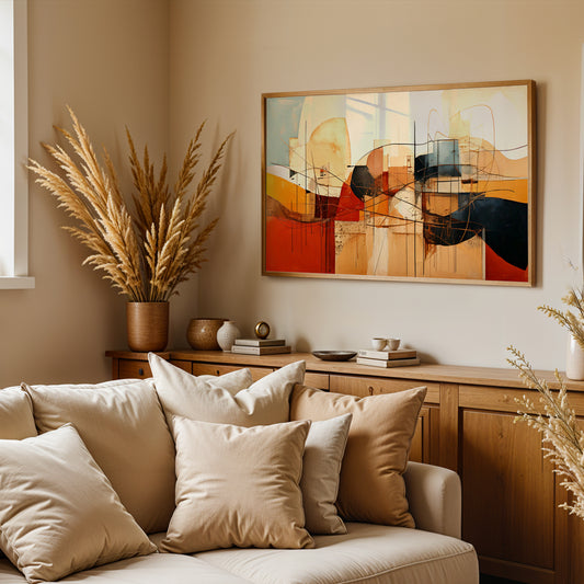 Urban Echoes – An Abstract Dance of Lines and Hues Canvas Wall Art