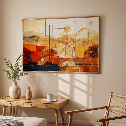 Abstract Mirage – Where Earth Meets Sky in Harmony ( Vaastu Canvas Wall Art )