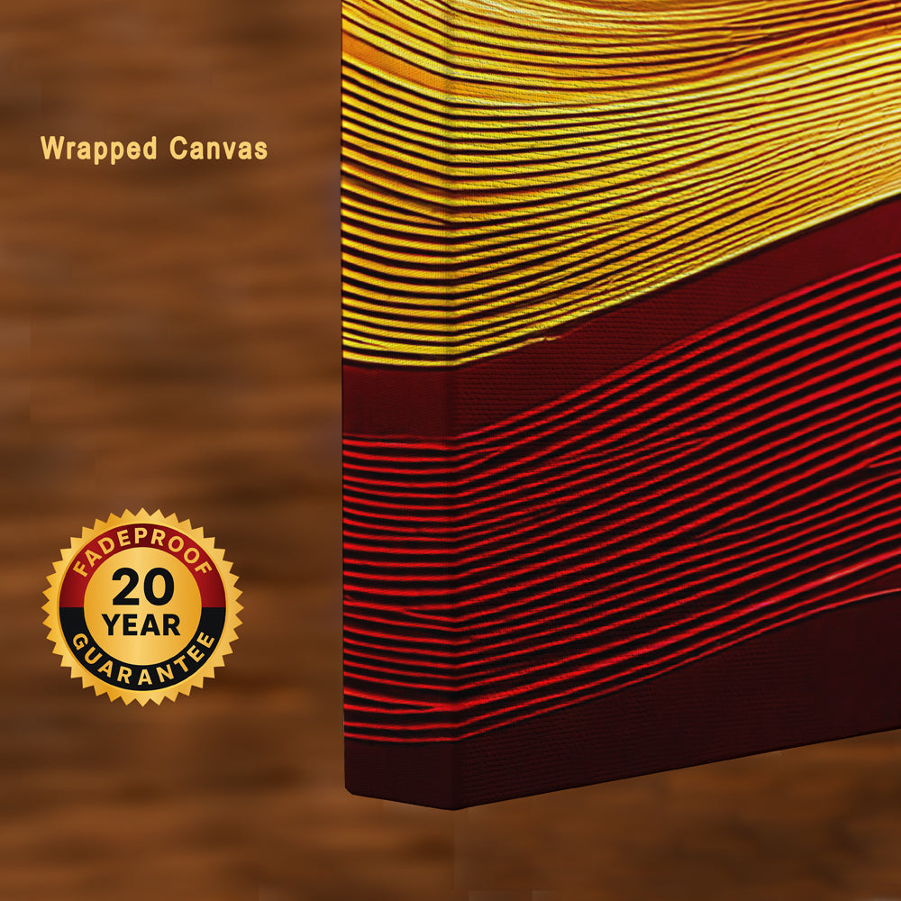 Golden Waves – Flow of Prosperity and Positive Energy ( Vaastu/Feng Shui–inspired Canvas Wall Art )