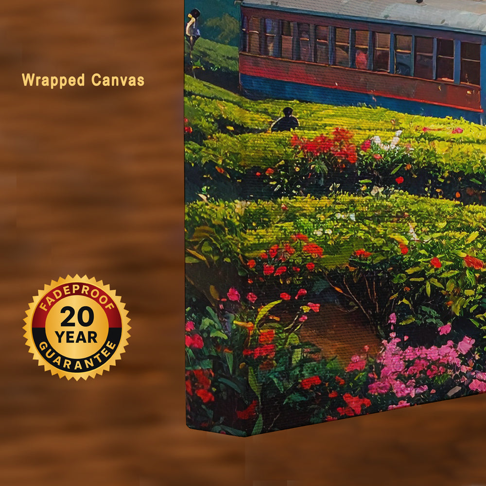Tracks of Tranquility – Ooty’s Iconic Train in Blooming Valleys Canvas Wall Art