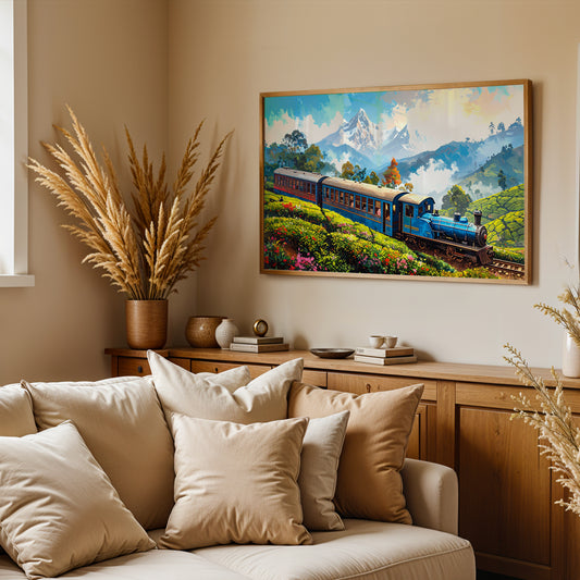 Tracks of Tranquility – Ooty’s Iconic Train in Blooming Valleys Canvas Wall Art