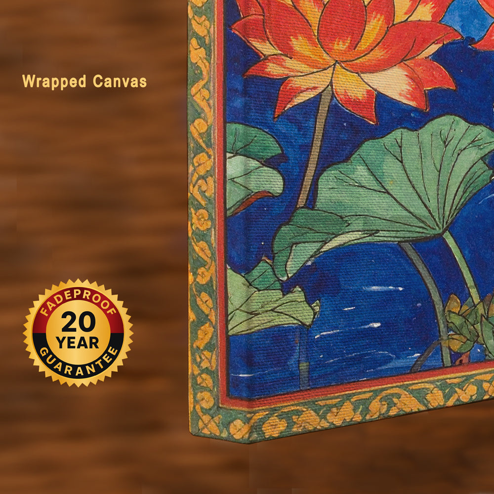 Sacred Serenity – Lotus Harmony Pichwai Inspired Canvas Wall Art