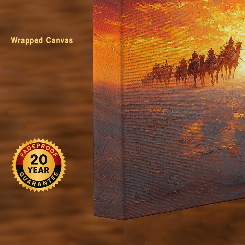 Journey Through the Dunes – Desert Sunset Canvas Wall Art