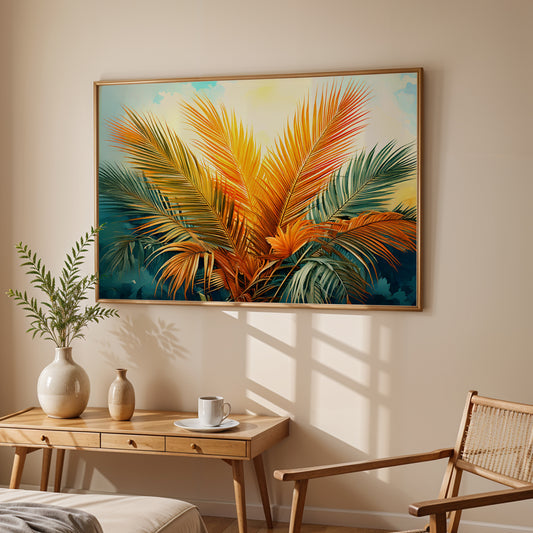 Tropical Radiance – Palm Leaves Canvas Wall Art