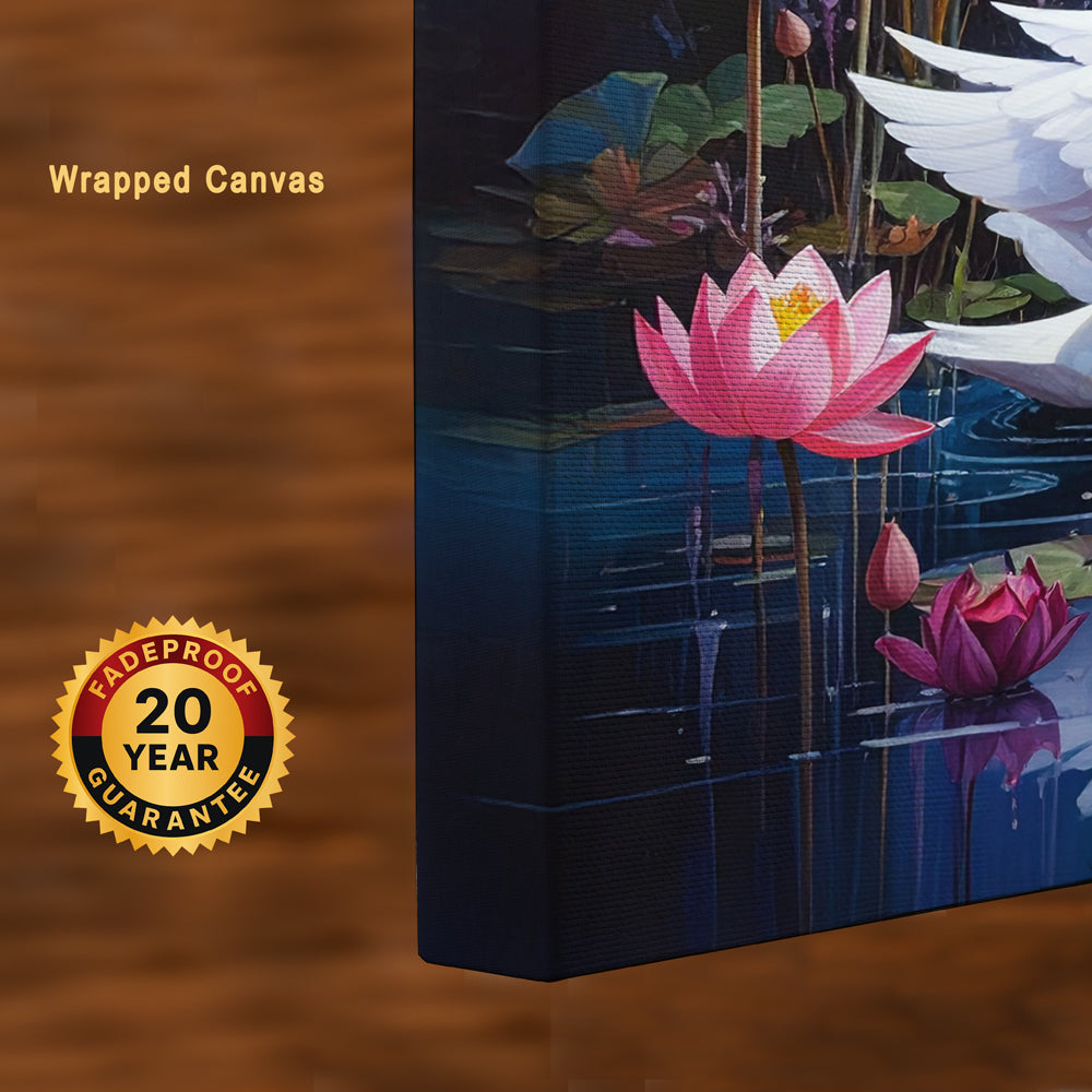 Ethereal Bond – Swan Harmony Vaastu Canvas Wall Art