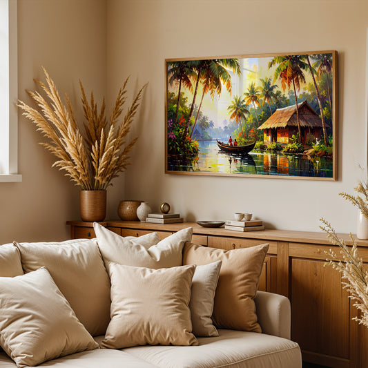 Tranquil Currents – Journey Through Kerala’s Backwaters Canvas Wall Art