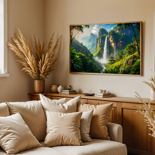 Flow of Abundance – Vaastu Waterfall & Prosperity Canvas Wall Art