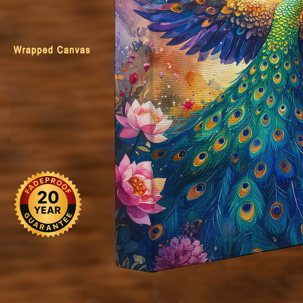 Radiant Rise – Peacock Prosperity Canvas Wall Art