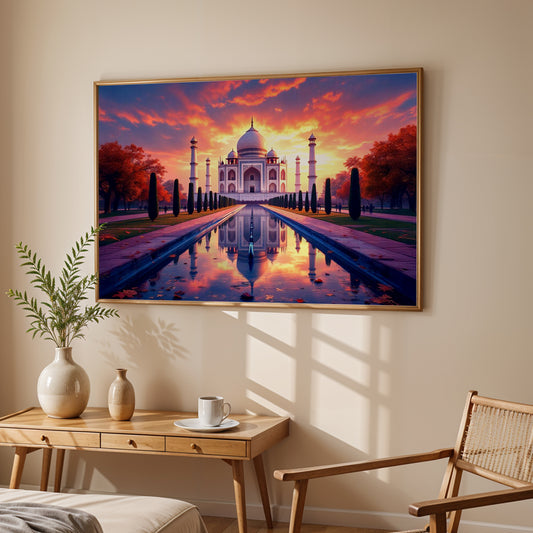 Radiance of Love – Taj Mahal Reflections at Dusk Canvas Wall Art