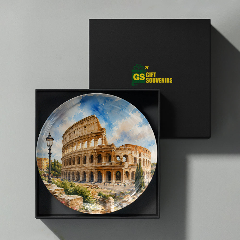 Eternal Colosseum ceramic wall plate inspired by the architectural grandeur of ancient Rome.