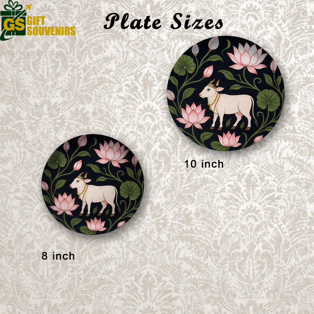 Eternal Purity – Cow Among the Lotus Blooms Ceramic Plate