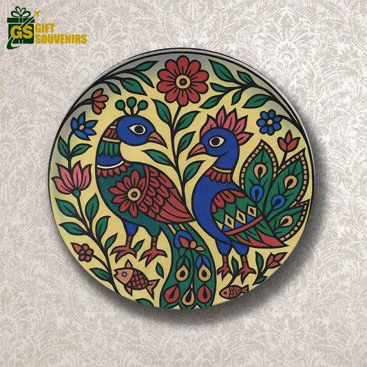 Madhubani Magic – Eternal Companions in Blooming Harmony