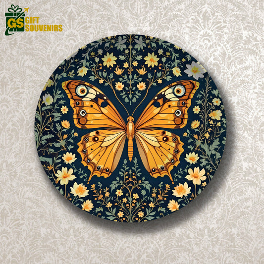 Wings of Harmony – Golden Butterfly Premium Ceramic Plate