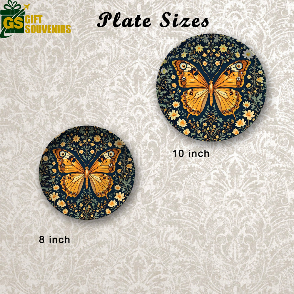 Wings of Harmony – Golden Butterfly Premium Ceramic Plate