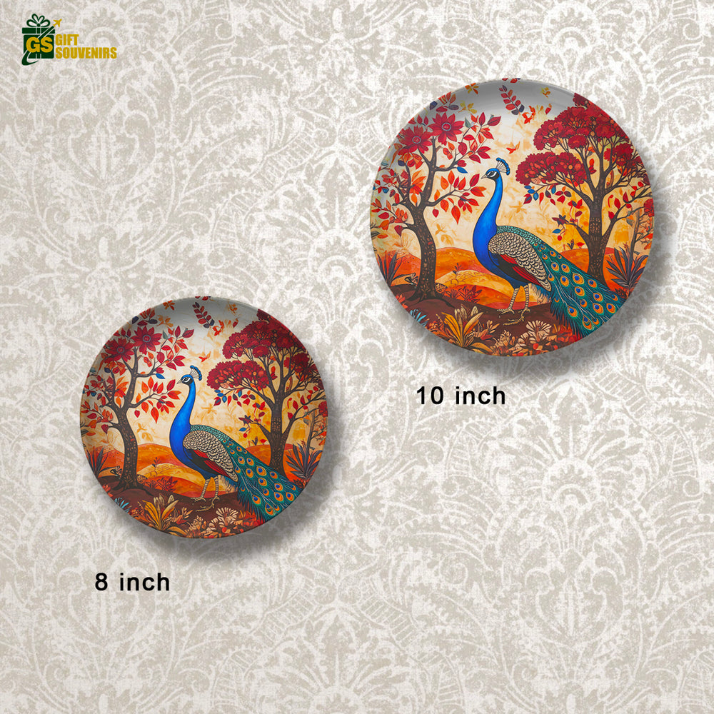 Symphony of the Forest – Gond-Inspired Peacock Wall Plate