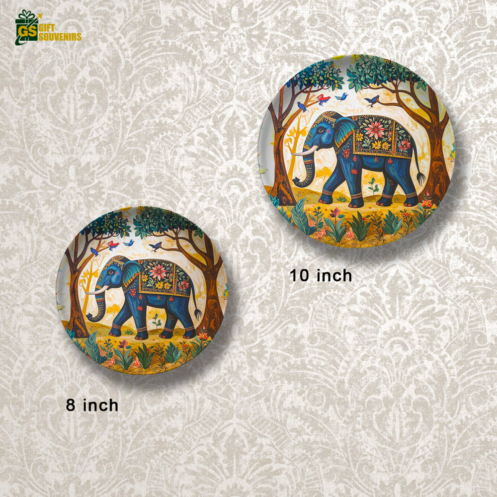 Majestic Stroll – The Elephant of Prosperity Ceramic Wall Plate