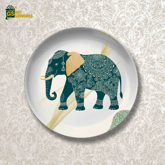 Majestic Harmony – Prosperity Elephant Ceramic Wall Plate