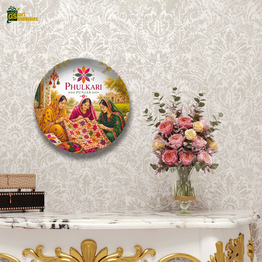 Phulkari Traditions – Punjab Folk Art Ceramic Wall Plate