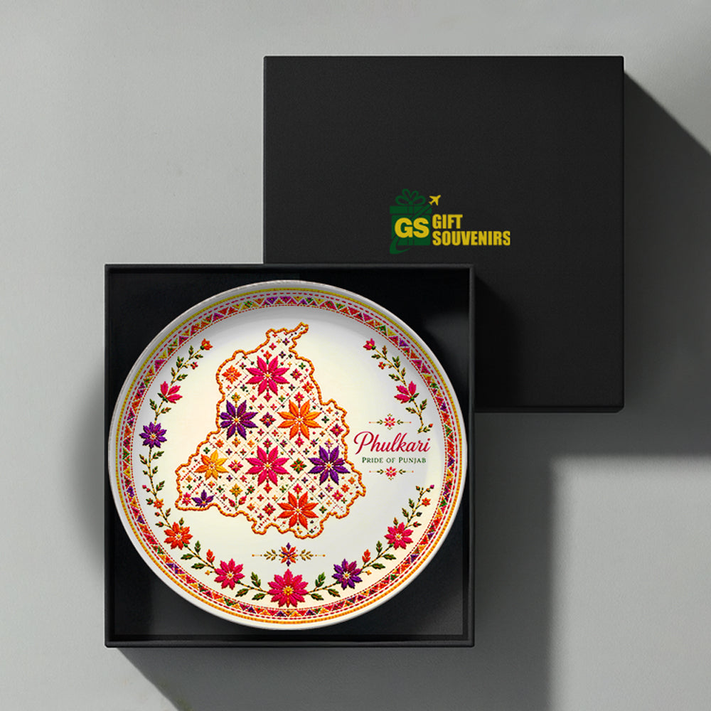 Phulkari Pride of Punjab – Heritage Ceramic Wall Plate