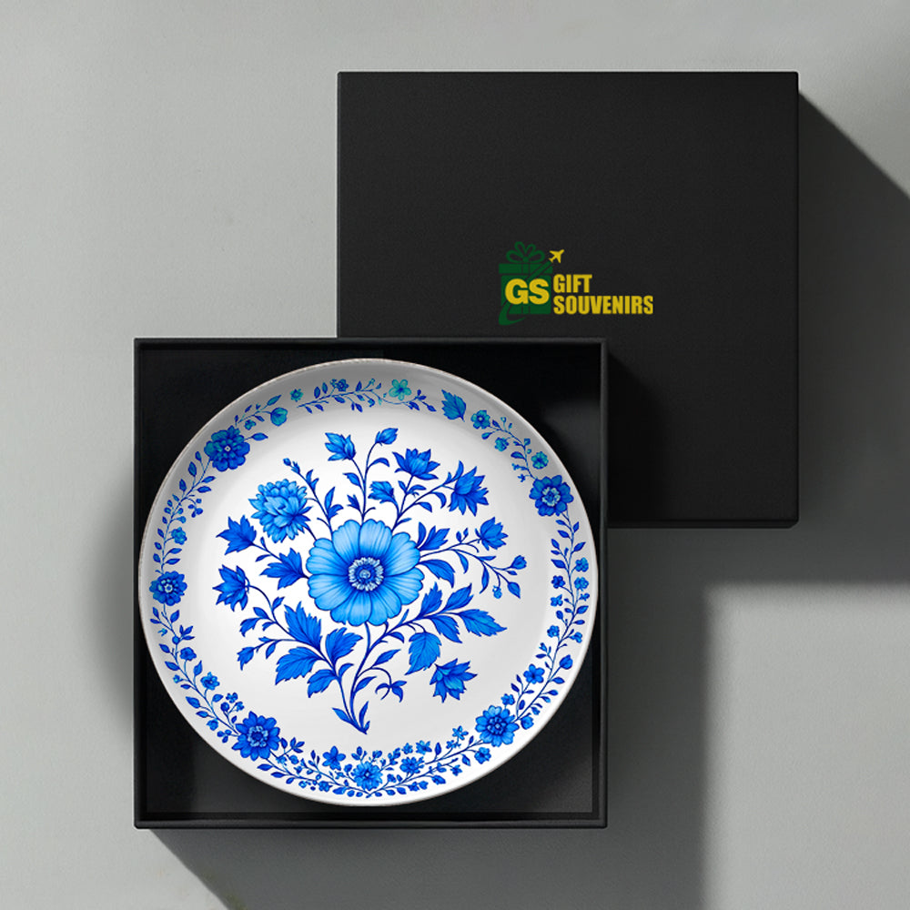 Azure Bloom – Timeless Floral Ceramic Wall Plate