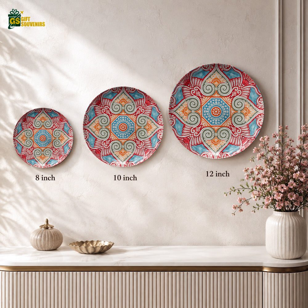 Ornamental ceramic wall plate souvenir with premium gift box and intricate decorative artwork