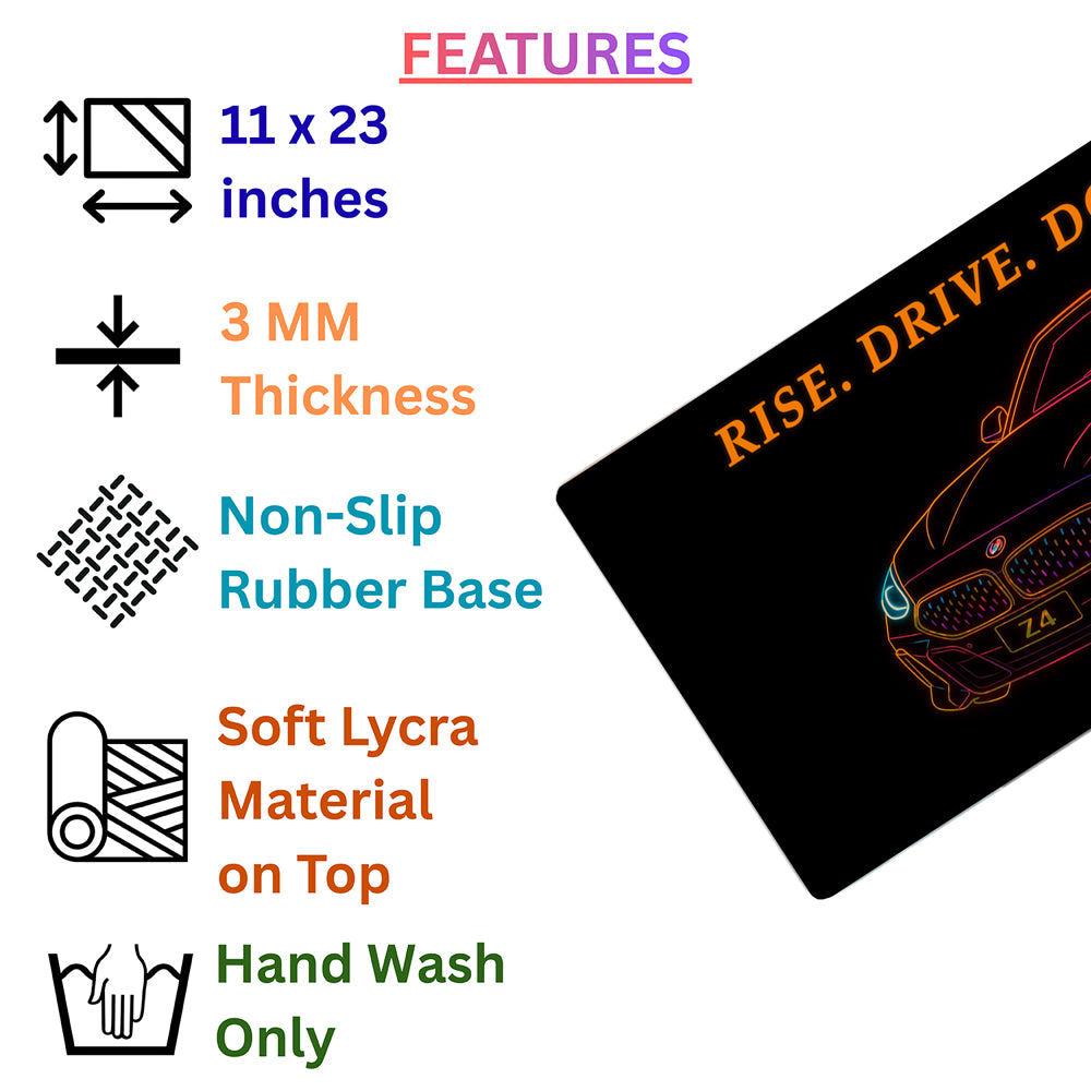 Rise. Drive. Dominate. – BMW Z4 Neon Desk Pad | Desk Mat