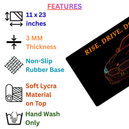 Rise. Drive. Dominate. – BMW Z4 Neon Desk Pad | Desk Mat