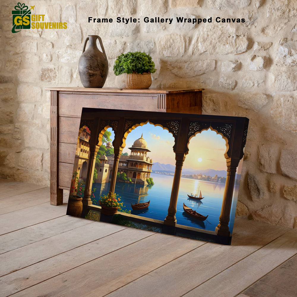 Palace by the Lake – Udaipur’s Royal Evening Glow Canvas Wall Art