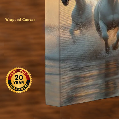 Energizing Harmony – Seven White Horses Vaastu Canvas Wall Art