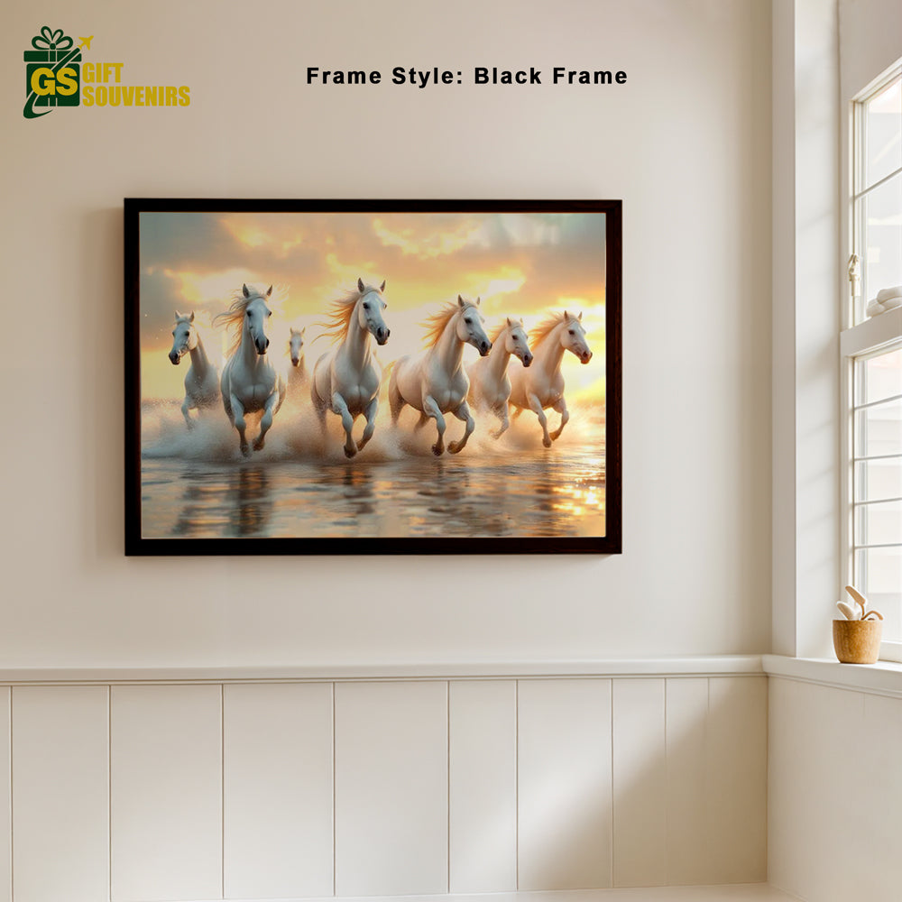 Energizing Harmony – Seven White Horses Vaastu Canvas Wall Art