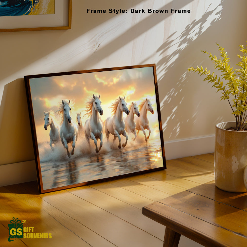 Energizing Harmony – Seven White Horses Vaastu Canvas Wall Art