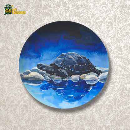 Vaastu tortoise wall plate for home decor in calming blue tones